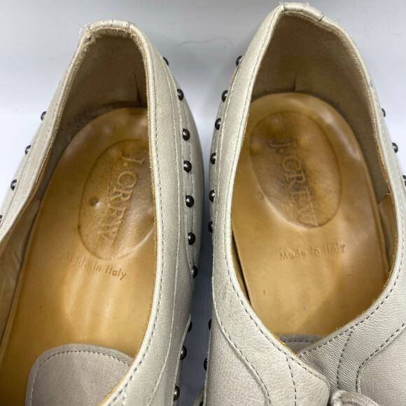 Crew Studded Leather Oxford Shoes Women’s 10 Gray Made in Italy - Picture 10 of 10